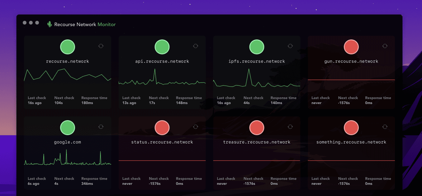 Recourse Network Monitor screenshot